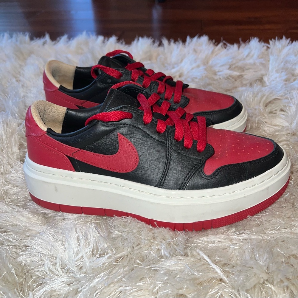 Nike Air Jordan Black and Red Platform Sneakers